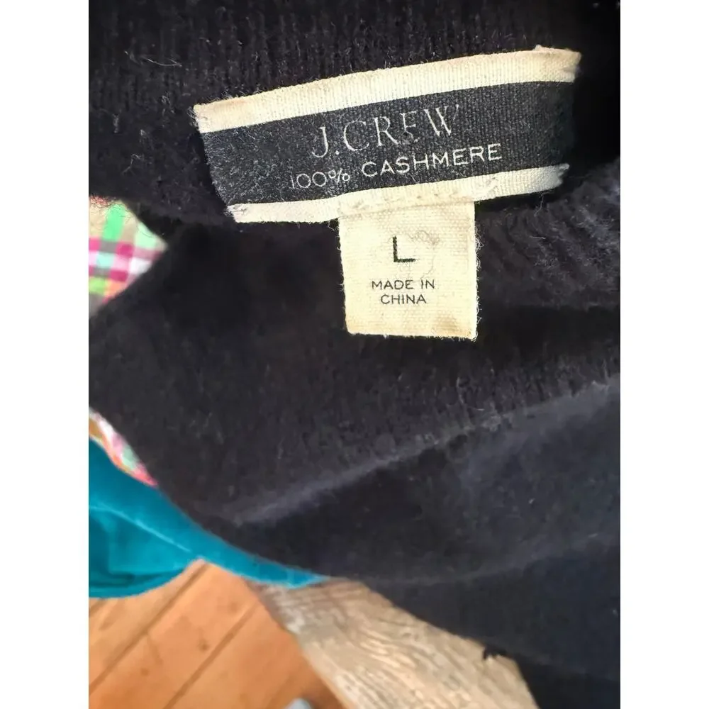 J Crew Cashmere Crewneck Sweater Black L